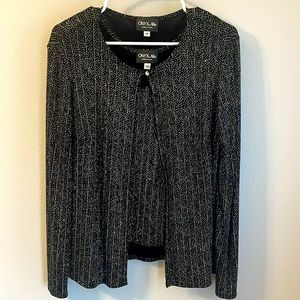 Onyx Nite 2 piece medium size black and silver sparkly tank and jacket set.